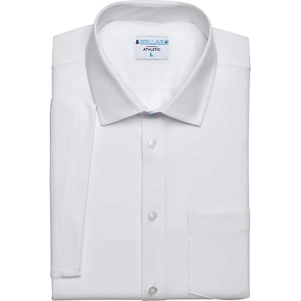 & Collar Big & Tall Men's Pacific Athletic Fit Short Sleeve Dress Shirt White Solid - Size: XL 34/35