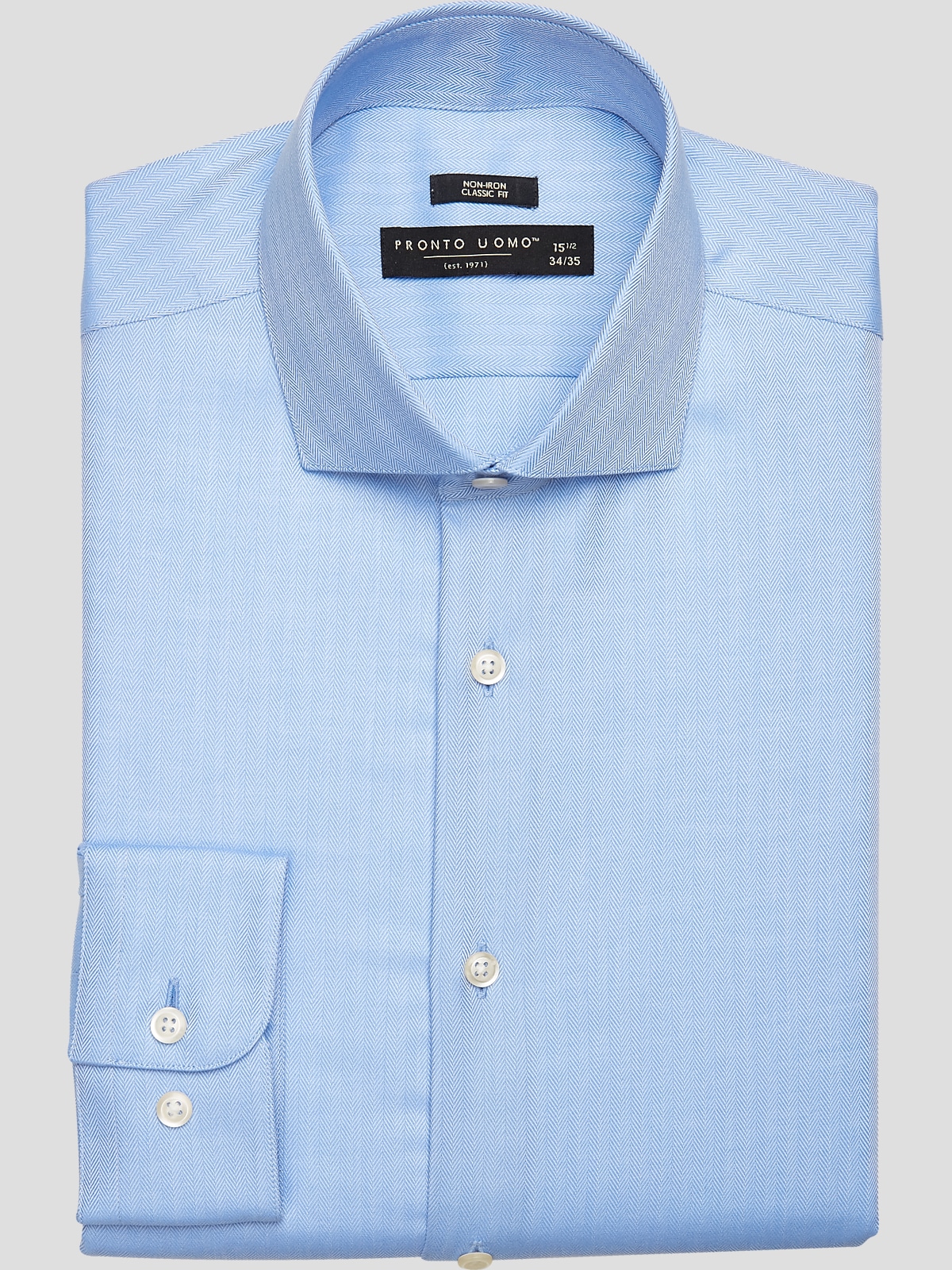 Pronto Uomo Classic Fit Herringbone Stripe Spread Collar Dress Shirt ...