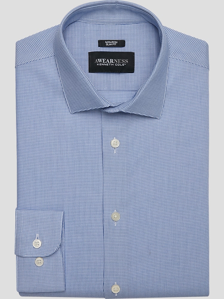 White Micro Patterned Tailored Dress Shirt