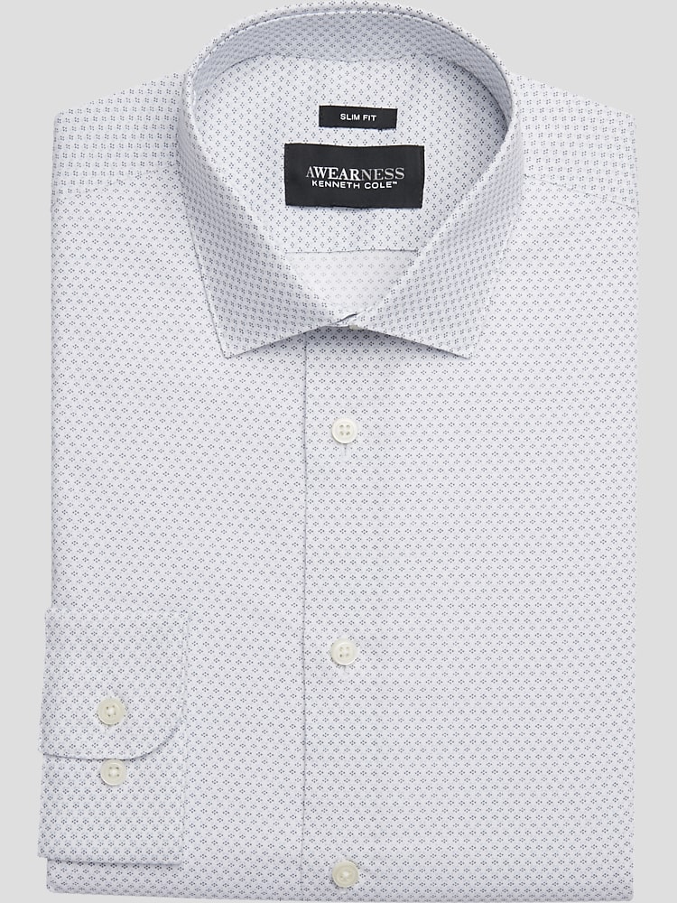 Tailored-Fit Dress Shirt with Micro Diamond Pattern