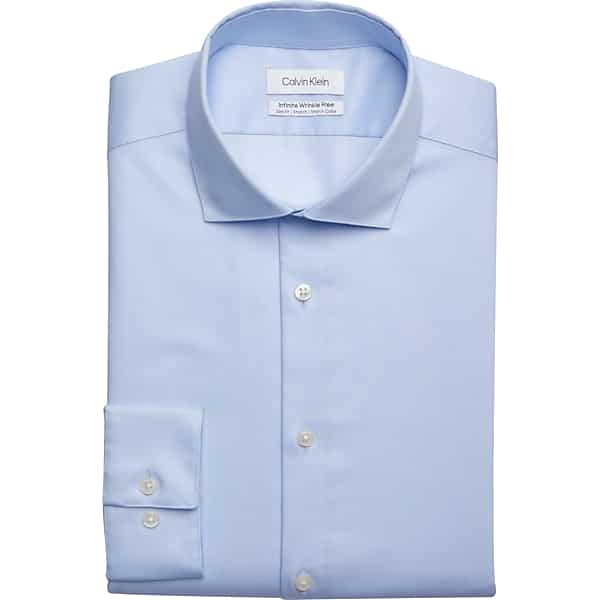 Calvin Klein Men's Slim Fit Spread Collar Twill Dress Shirt Sky Blue - Size: 15 1/2 34/35