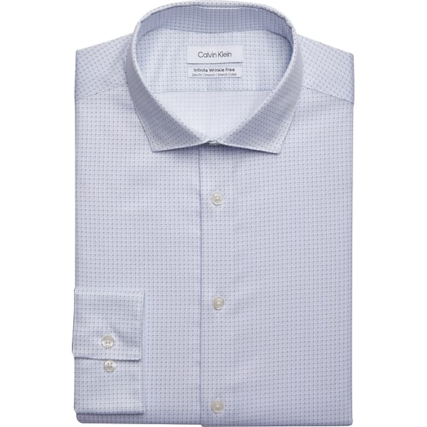 Calvin Klein Men's Slim Fit Wrinkle-Resistant Dress Shirt Blue Fancy - Size: 15 34/35 TMW5FW850582