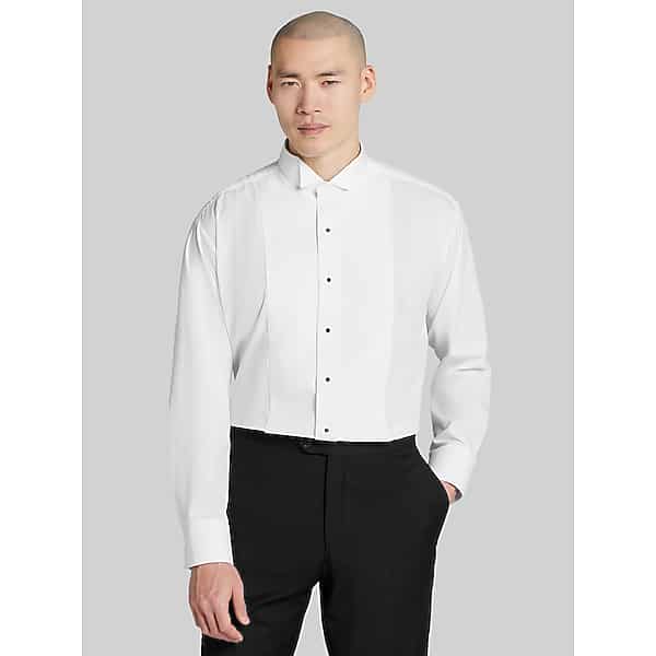 Neil Allyn Men's Classic Fit Mardi Gras Pique Wing Collar Formal Dress Shirt Tuxedo White - Size: L 34/35