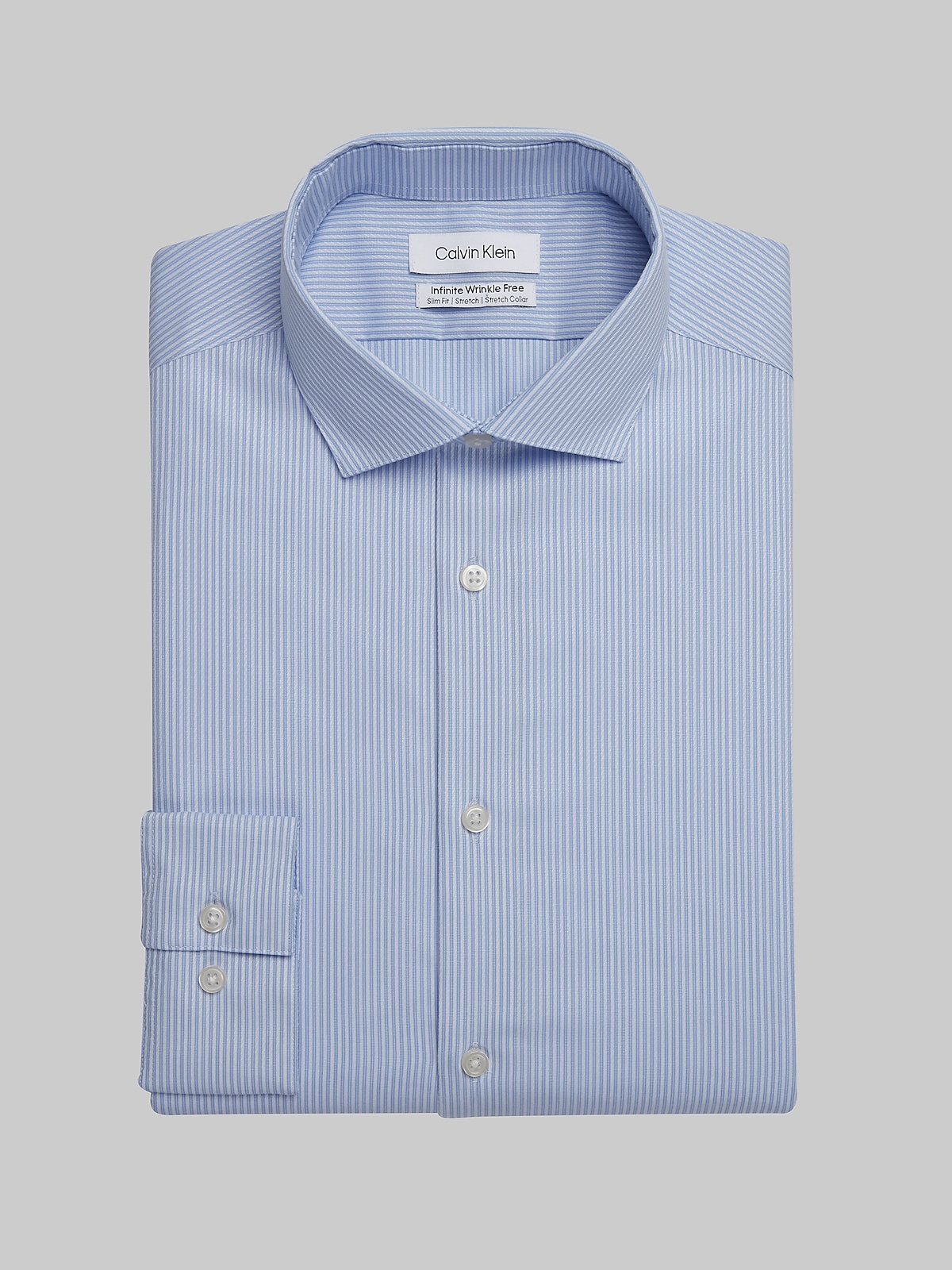 Calvin Klein Infinite Wrinkle Free Slim Fit Stripe Stretch Collar Dress  Shirt | Clearance Dress Shirts| Men's Wearhouse