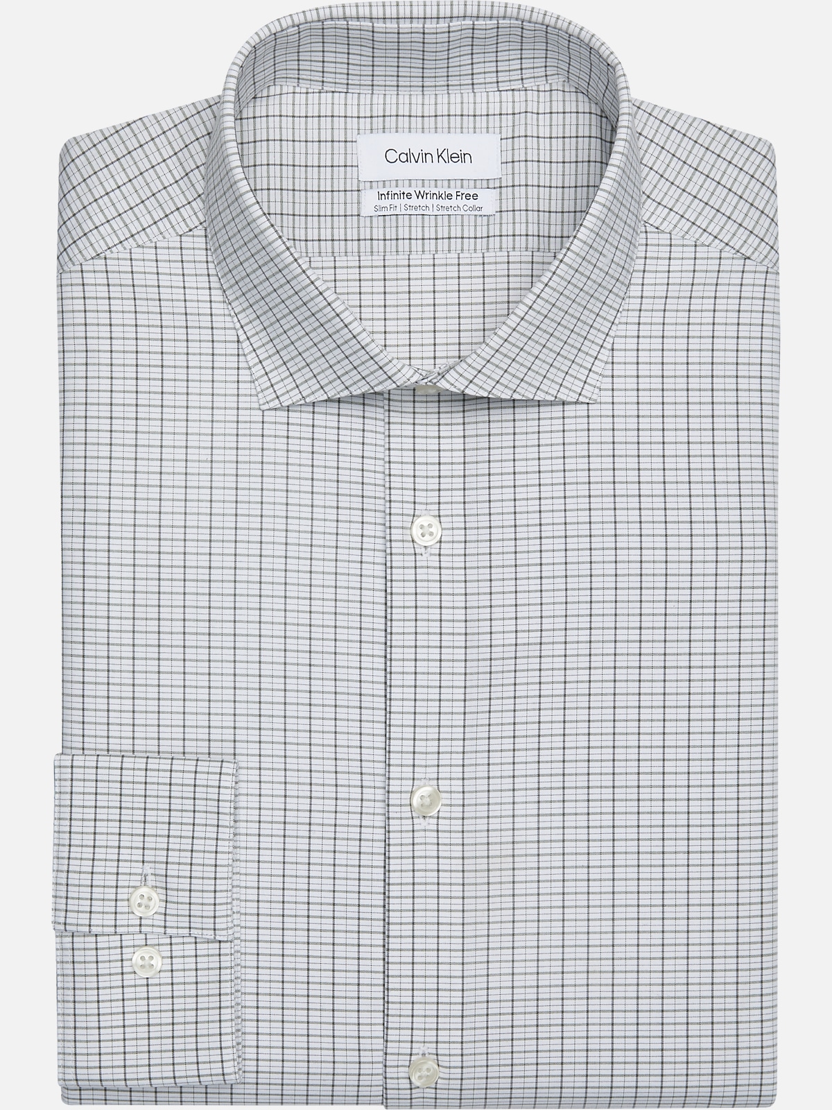 Calvin Klein Infinite Wrinkle Free Wearhouse Grid Fit Men\'s Stretch | Shirt Dress Clearance Dress Collar Shirts| Slim