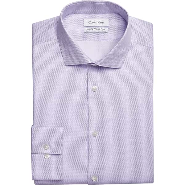 Calvin Klein Men's Infinite Wrinkle FreeSlim Fit Stretch Collar Dress Shirt Lavender Check - Size: 14 1/2 32/33