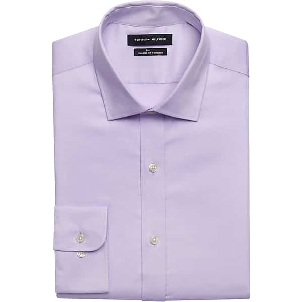 Tommy Hilfiger Big & Tall Men's Flex Classic Fit Dress Shirt Lavender Solid - Size: 18 32/33