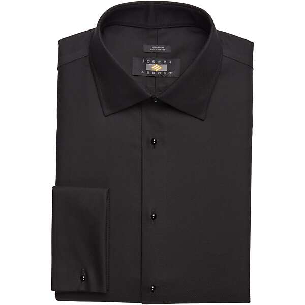 Joseph Abboud Big & Tall Men's Modern Fit French Cuff Tuxedo Formal Shirt Black Solid - Size: 17 1/2 36/37
