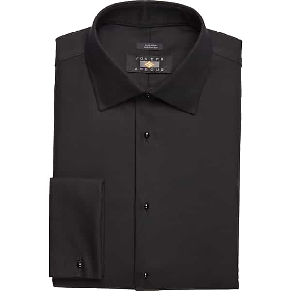 Joseph Abboud Men's Modern Fit French Cuff Tuxedo Formal Shirt Black Solid - Size: 15 34/35 TMW5FZ250508