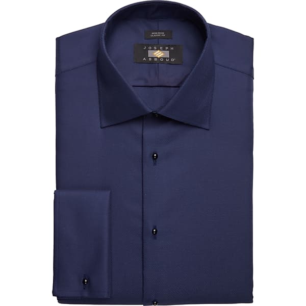 Joseph Abboud Big & Tall Men's Classic Fit French Cuff Tuxedo Formal Shirt Navy Solid - Size: 17 1/2 36/37 TMW5FZC75731