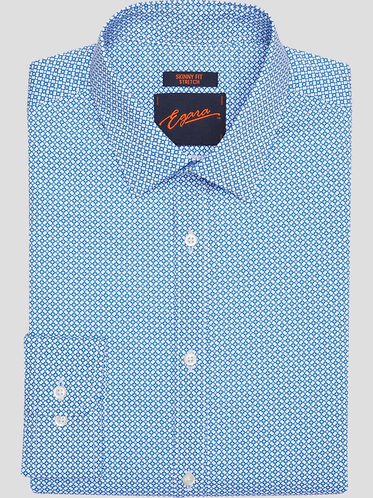 EGARA SKINNY FIT MEDIUM BLUE PRINT SPREAD COLLAR DS