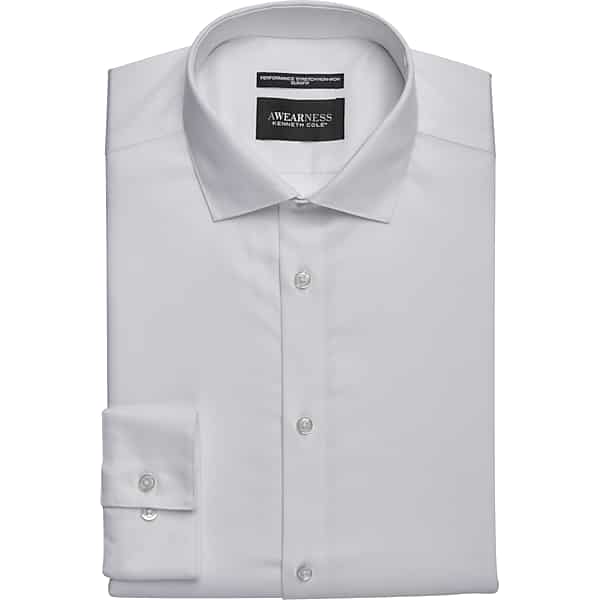 Awearness Kenneth Cole Men's Slim Fit Performance Dress Shirt White Solid - Size: 16 1/2 32/33