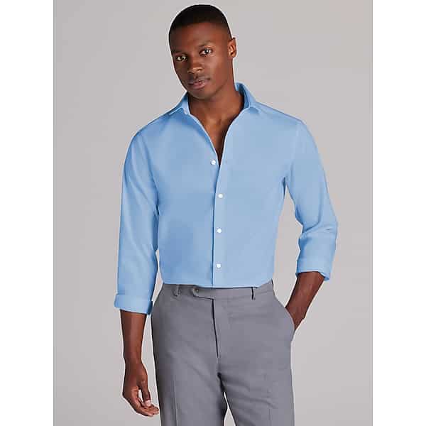 Awearness Kenneth Cole Men's Slim Fit Performance Dress Shirt Lt Blue Solid - Size: 17 32/33 TMW5G2F70302