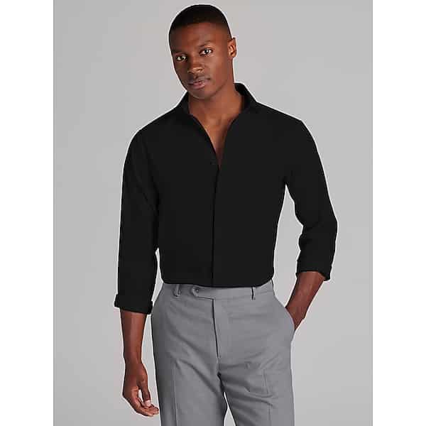 Awearness Kenneth Cole Big & Tall Men's Slim Fit Performance Dress Shirt Black Solid - Size: 22 36/37 TMW5G2J20708