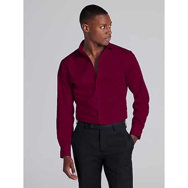 Awearness Kenneth Cole Men's Slim Fit Performance Dress Shirt Burgundy Solid - Size: 18 34/35 TMW5G2E80511