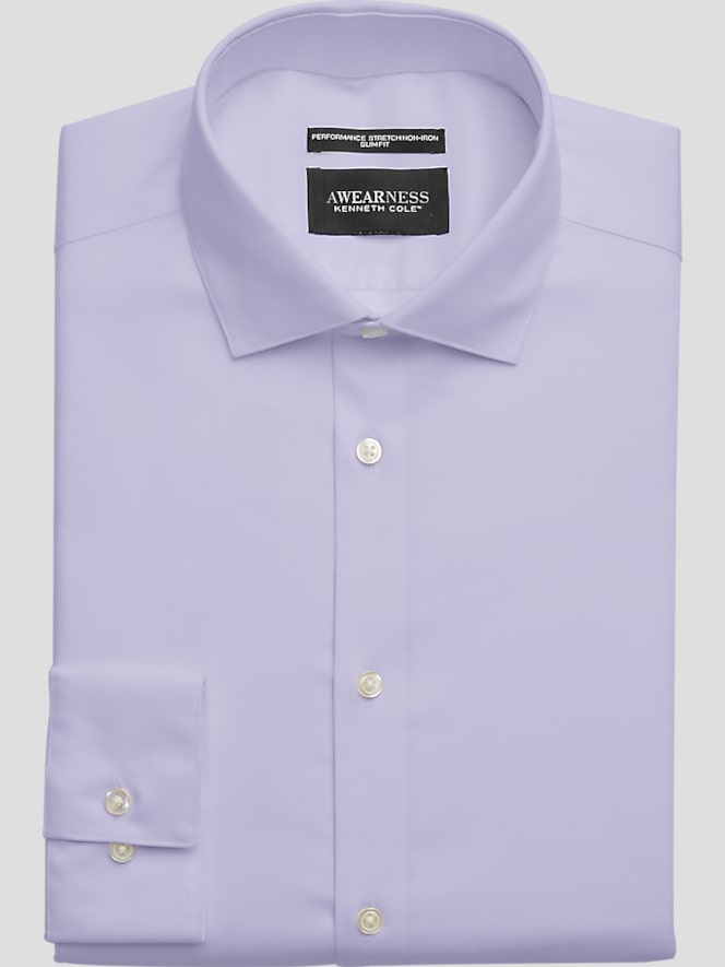 Awearness Kenneth Cole Slim Fit Performance Dress Shirt, Lavender Solid - Image 5 of 8
