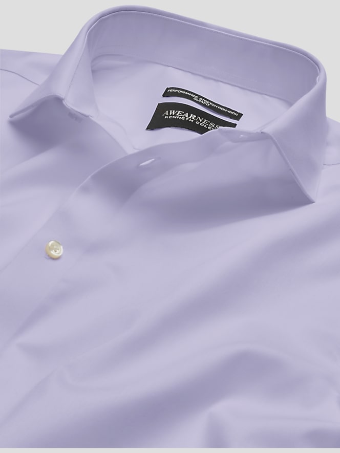 Awearness Kenneth Cole Slim Fit Performance Dress Shirt, Lavender Solid - Image 6 of 8