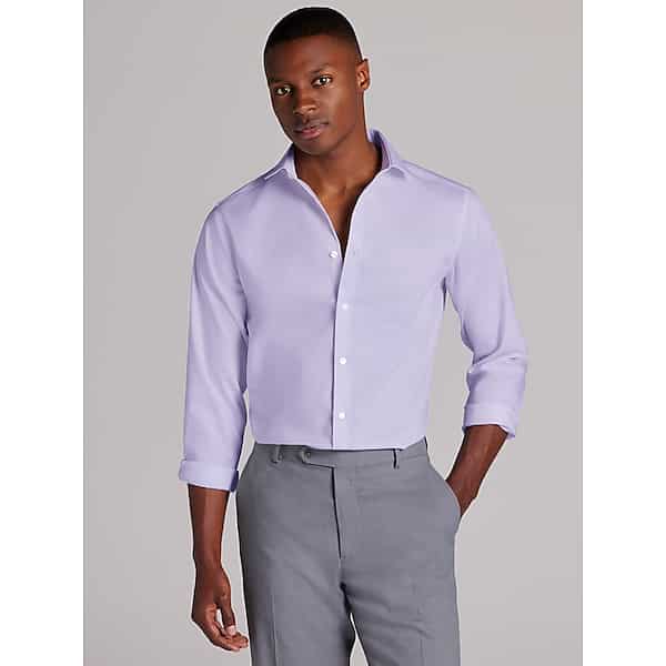 Awearness Kenneth Cole Big & Tall Men's Slim Fit Performance Dress Shirt Lavender Solid - Size: 18 38/39