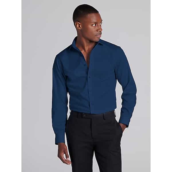 Awearness Kenneth Cole Men's Slim Fit Performance Dress Shirt Navy Solid - Size: 20 38/39 TMW5G2E00931
