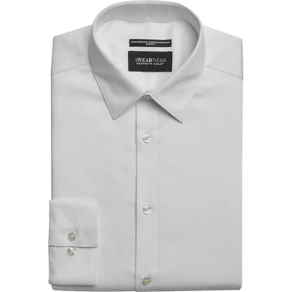Awearness Kenneth Cole Men's Ultimate Performance Slim Fit Point Collar Dress Shirt White Solid - Size: 17 1/2 34/35