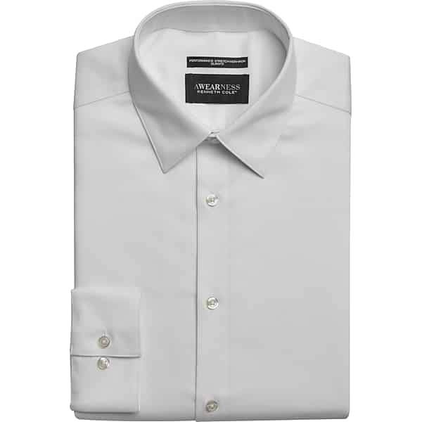 Awearness Kenneth Cole Men's Slim Fit Performance Point Collar Dress Shirt White Solid - Size: 19 38/39 TMW5G5C90901