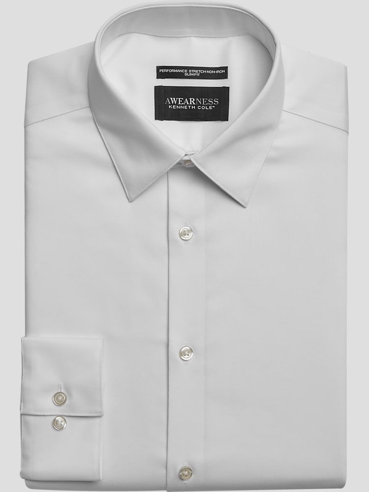 slim fit dress slacks Frederick Theak Men's White Dress Shirt, S, Classic Fit – Preworn main image 0