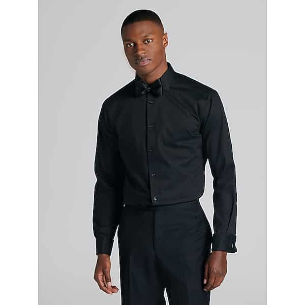 Awearness Kenneth Cole Men's Ultimate Performance Slim Fit Spread Collar Dress Shirt Black Solid - Size: 15 34/35