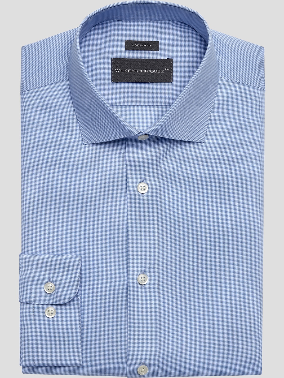 WilkeRodriguez Modern Fit Spread Collar Mini Houndstooth Dress Shirt