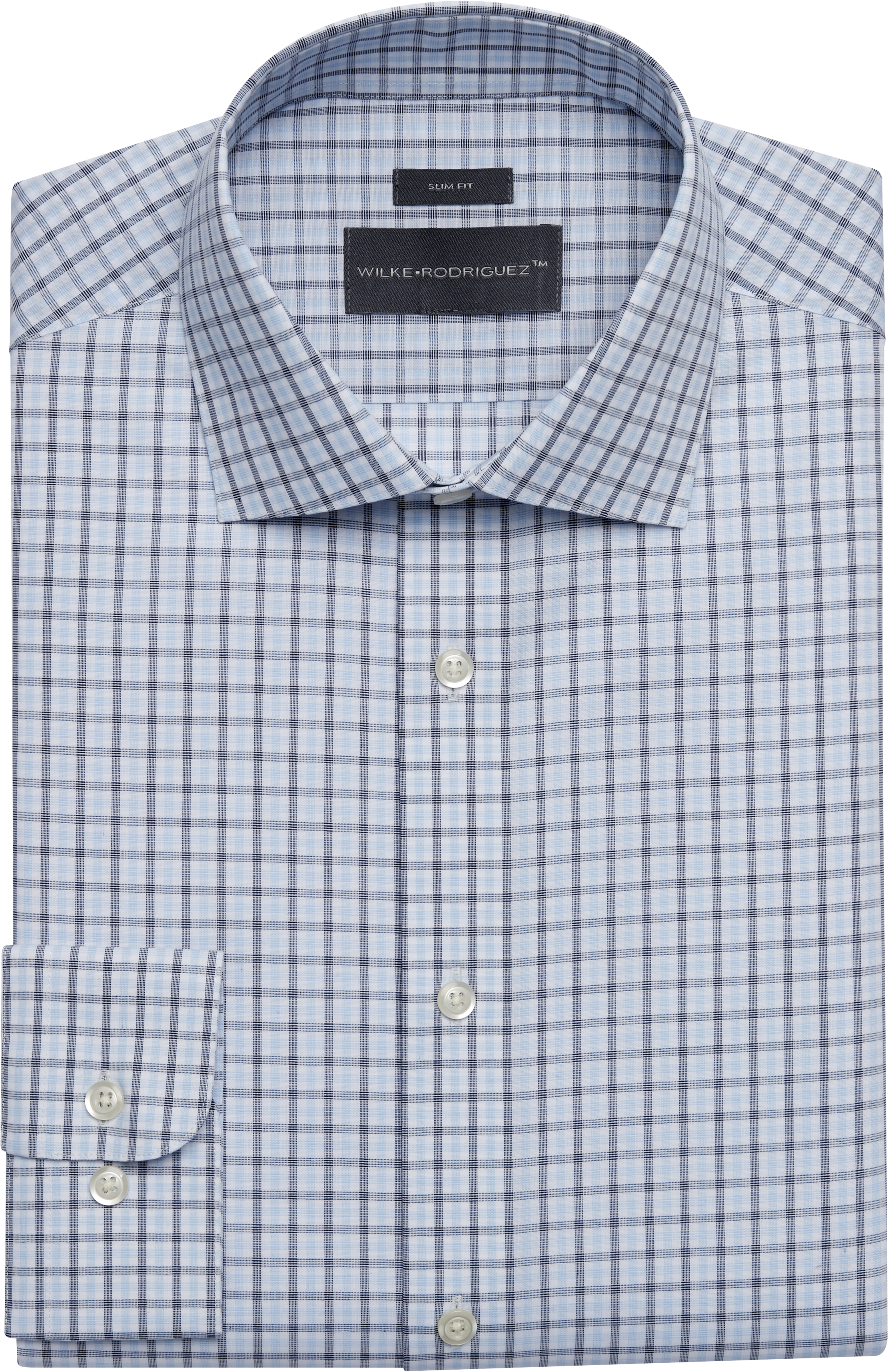 Slim Fit Spread Collar Tattersall Plaid Dress Shirt