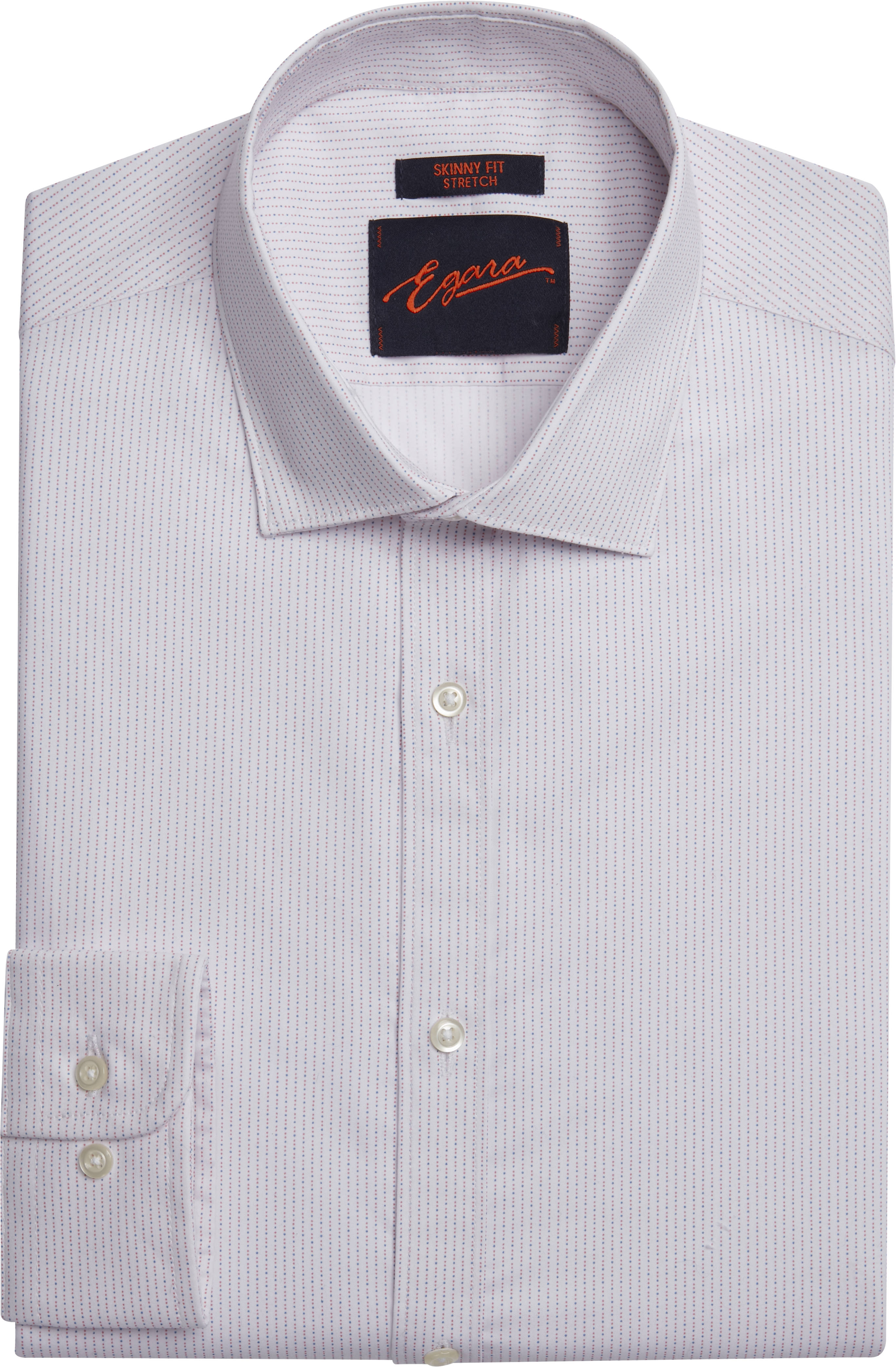 Egara Skinny Fit Spread Collar Dotted Stripe Dress Shirt | Dress Shirts |  Men's Wearhouse