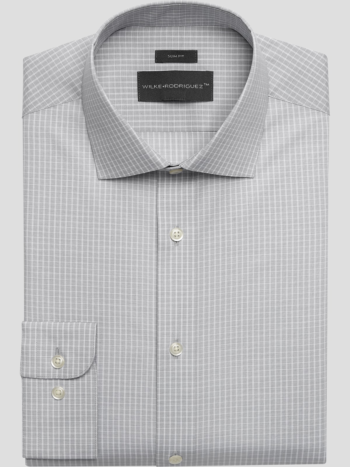 WilkeRodriguez Slim Fit EndonEnd Windowpane Plaid Dress Shirt