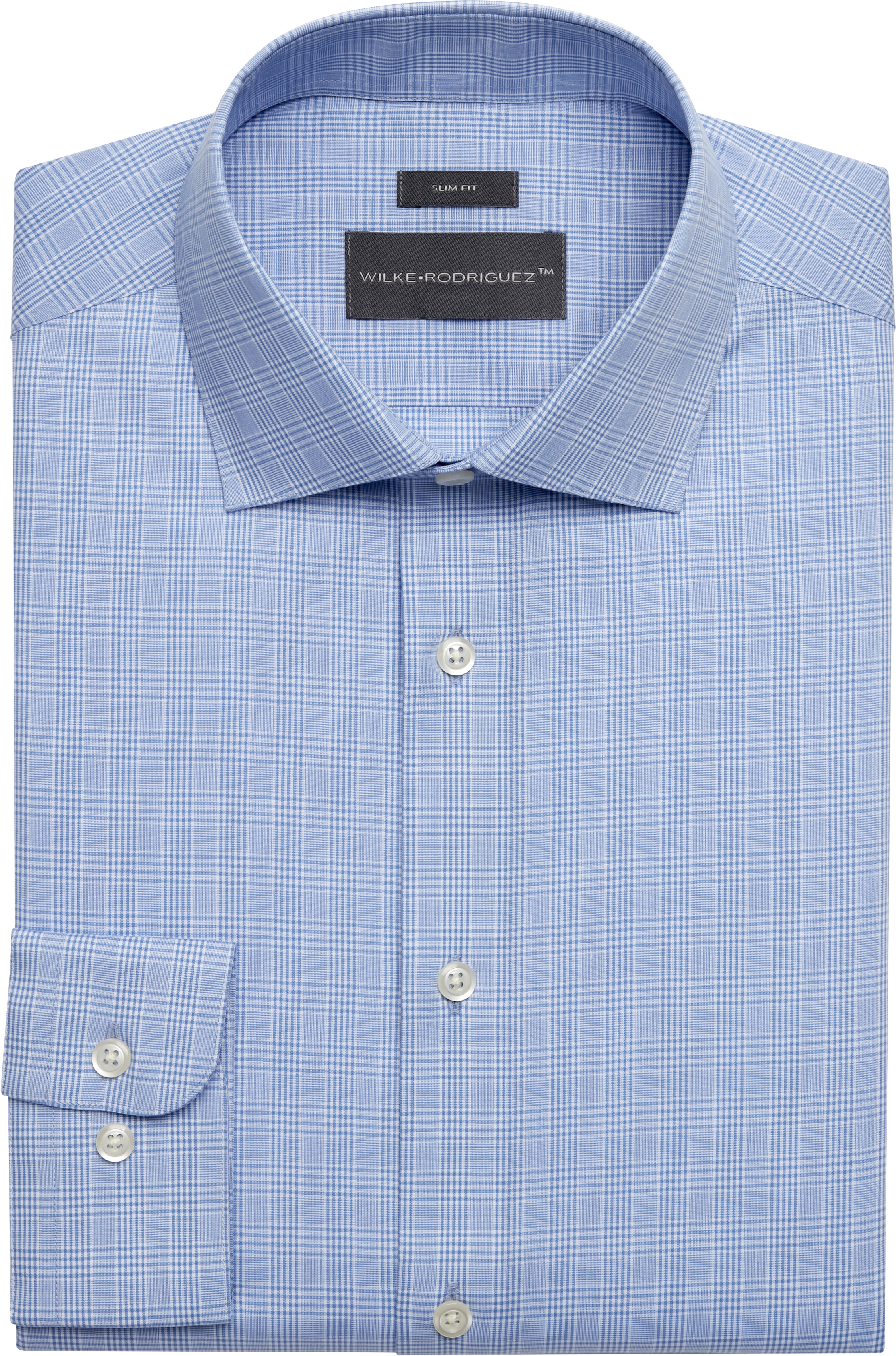 Slim Fit Spread Collar Glen Plaid Dress Shirt