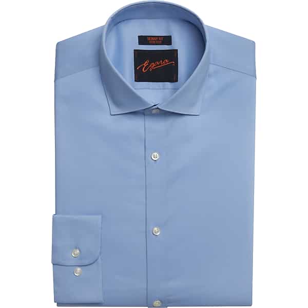 Egara Men's Skinny Fit Solid Dress Shirt Lt Blue Solid - Size: 15 1/2 36/37 TMW5G8155702