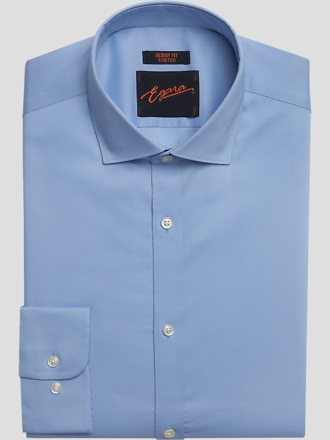 Egara Men's Skinny Fit Solid Dress Shirt , Lt Blue Solid