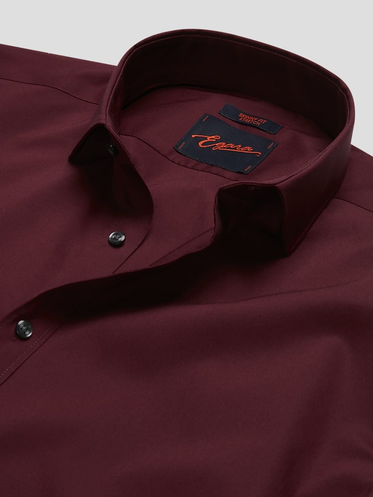 burgundy stretch slim-fit dress shirt reviews Hisdern Men's Stretch Wrinkle Free Dress Shirts Long Sleeve Burgundy for Work XL main image 0