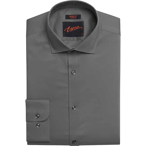 Egara Men's Skinny Fit Solid Dress Shirt Charcoal Solid - Size: 15 1/2 32/33