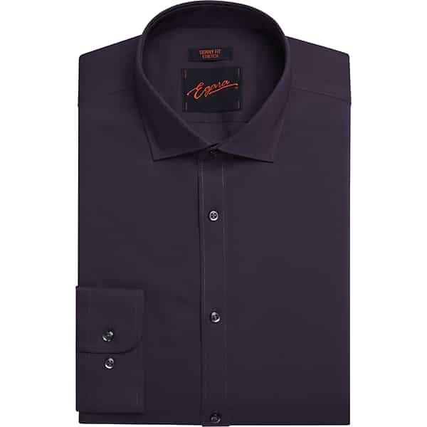 Egara Men's Skinny Fit Solid Dress Shirt Purple Solid - Size: 18 1/2 34/35 TMW5G8185530