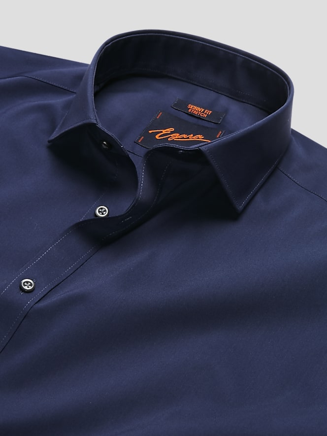 Egara Skinny Fit Solid Dress Shirt, Navy Solid - Image 2 of 3