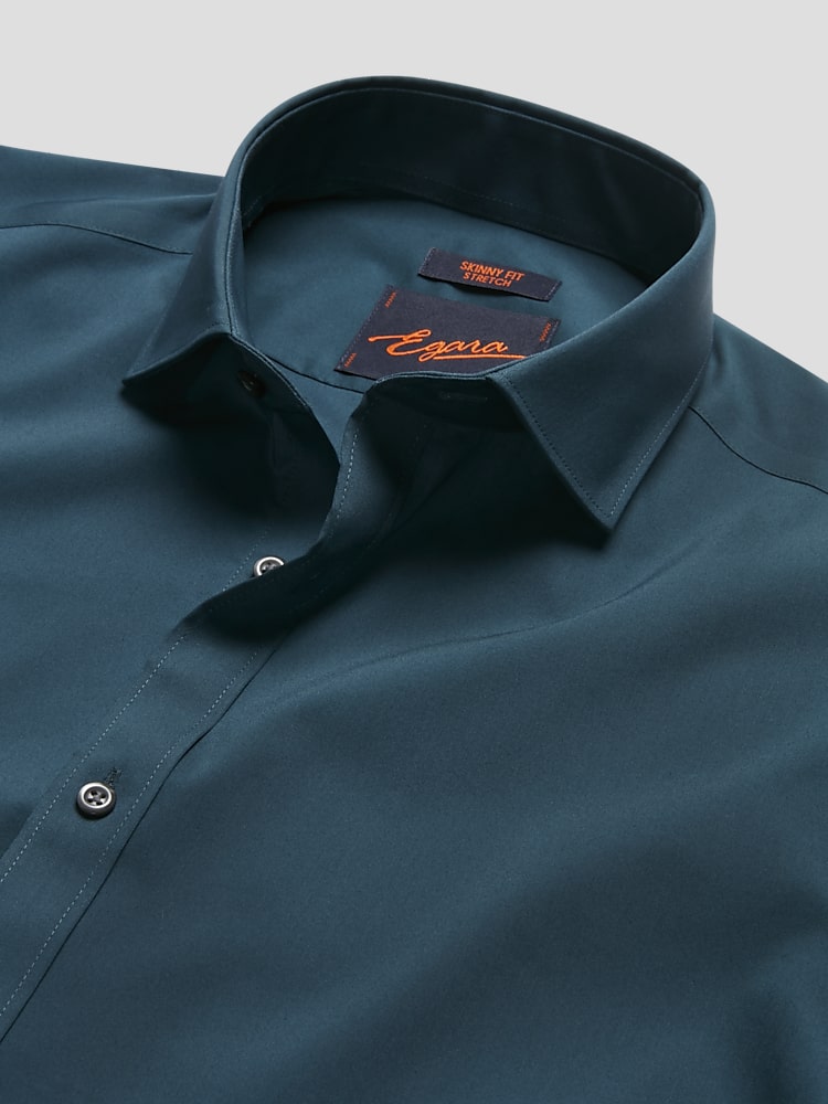 dark green mens dress shirt slim fit Raymond Men Green Slim Fit Solid Formal Shirt – MyRaymond main image 1