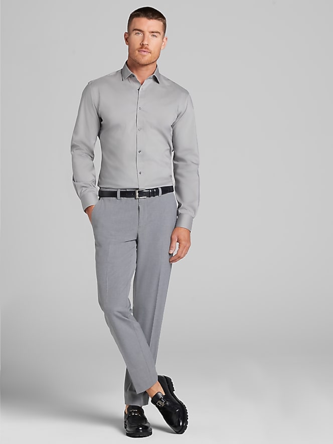Egara Skinny Fit Solid Dress Shirt, Gray Solid - Image 2 of 6