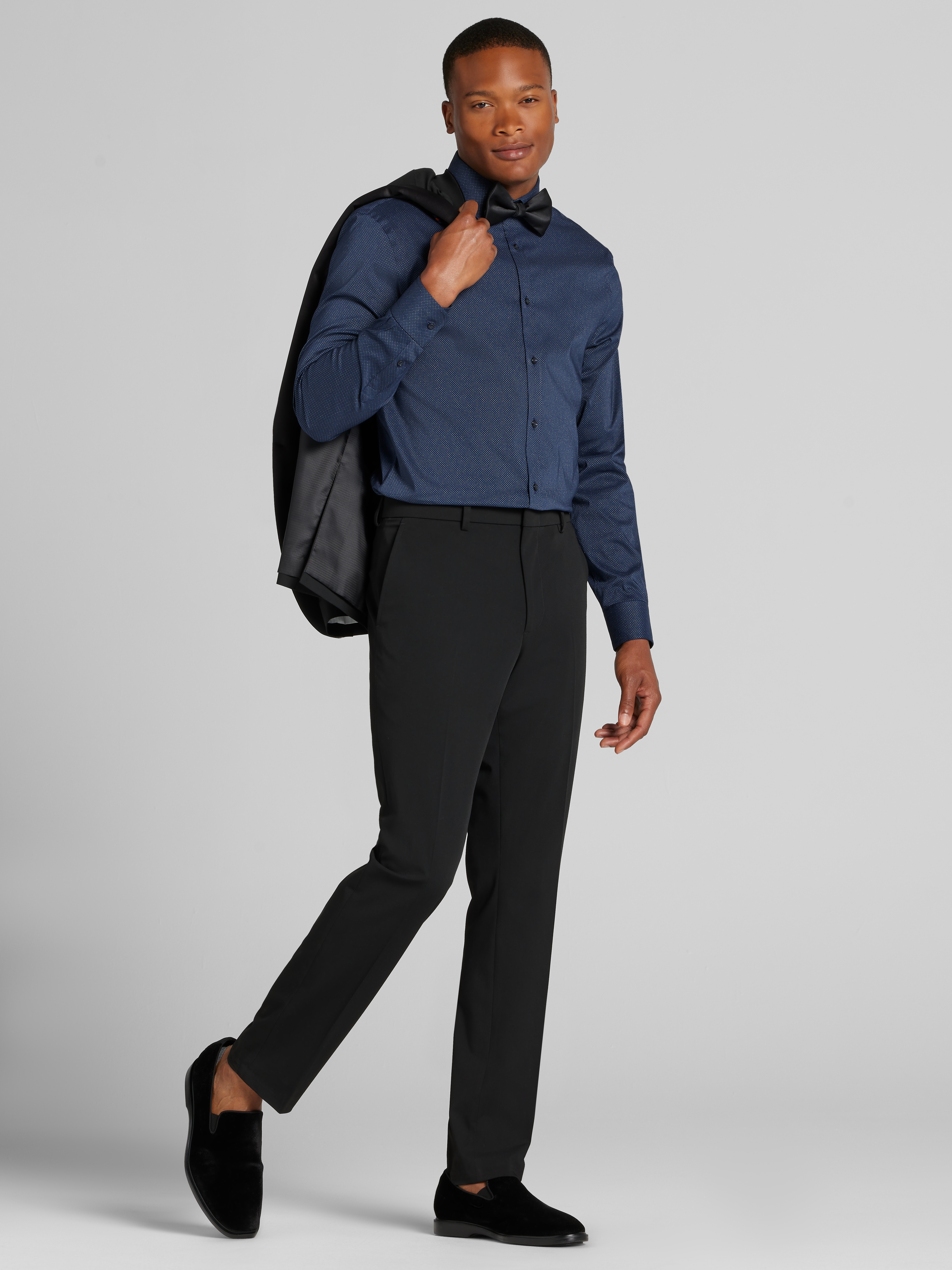 Egara Skinny Fit Dot Dress Shirt, Formal Black | Men's Wearhouse