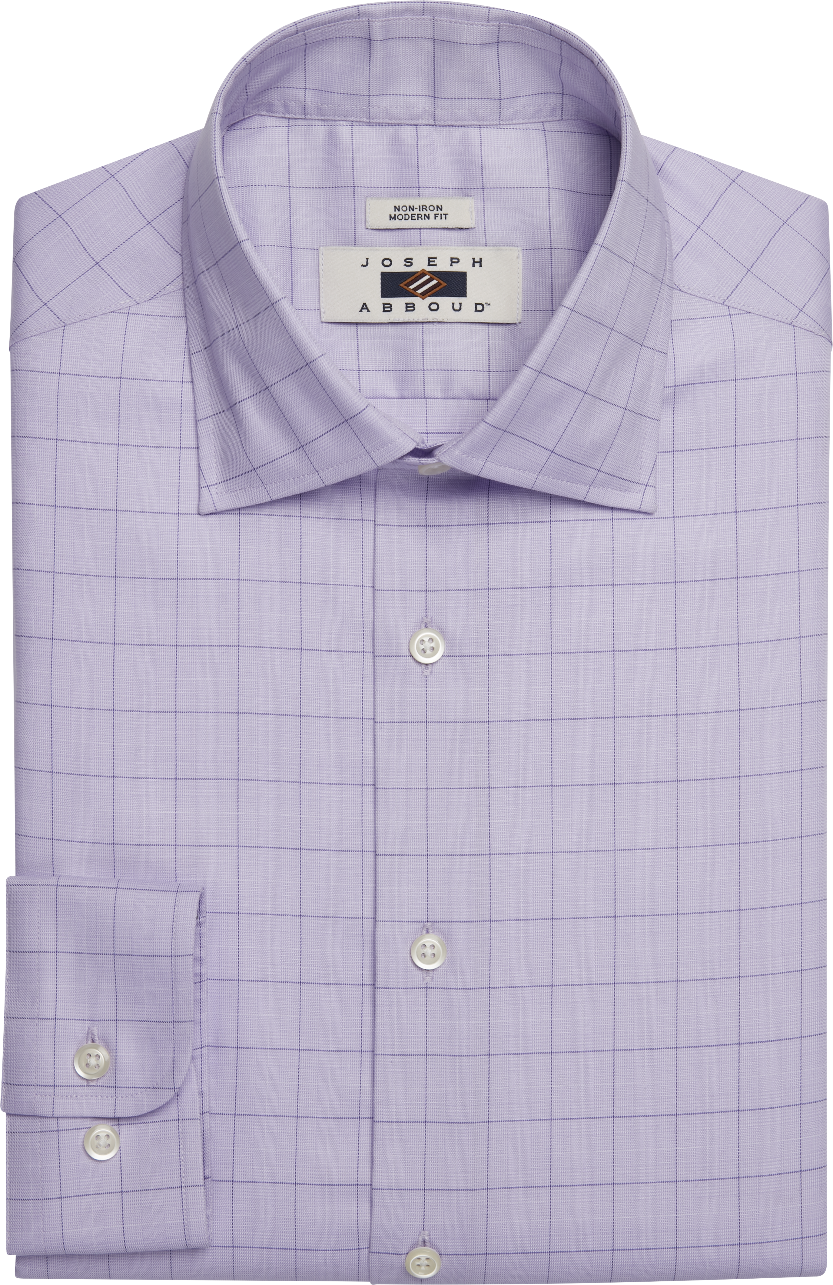 Modern Fit Spread Collar Windowpane Plaid Dress Shirt