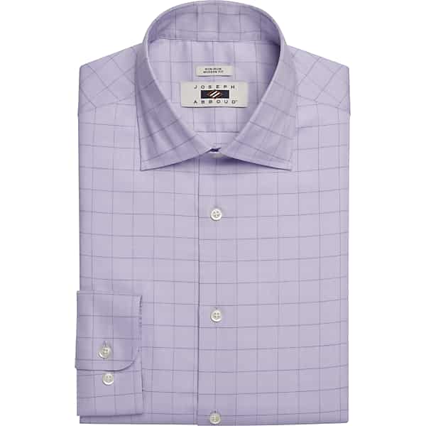 Joseph Abboud Men's Modern Fit Cotton Windowpane Dress Shirt Lavender Check - Size: 15 32/33 TMW5G8H50349