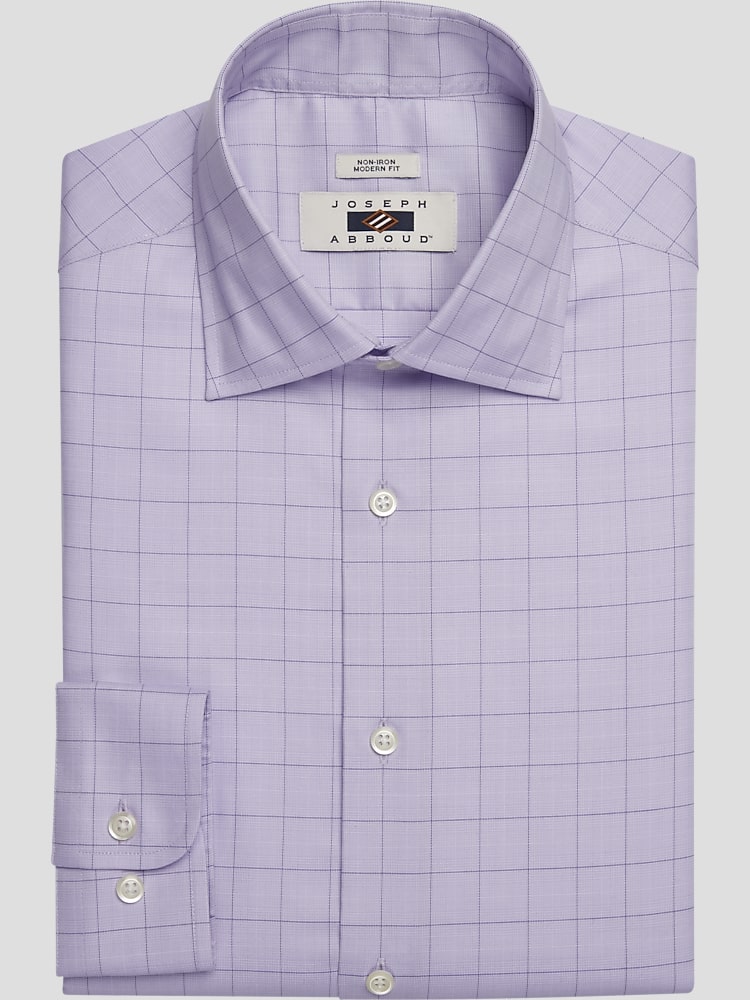 Joseph Abboud Modern Fit Spread Collar Windowpane Plaid Dress Shirt Dress Shirts Men s Wearhouse