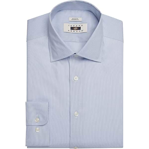 Joseph Abboud Big & Tall Men's Modern Fit Spread Collar Dobby Stripe Dress Shirt Light Blue Check - Size: 18 32/33 TMW5G8L80323
