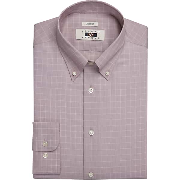 Joseph Abboud Men's Classic Fit 100% Cotton Windowpane Dress Shirt Mauve - Size: 15 1/2 32/33 TMW5G8V55314