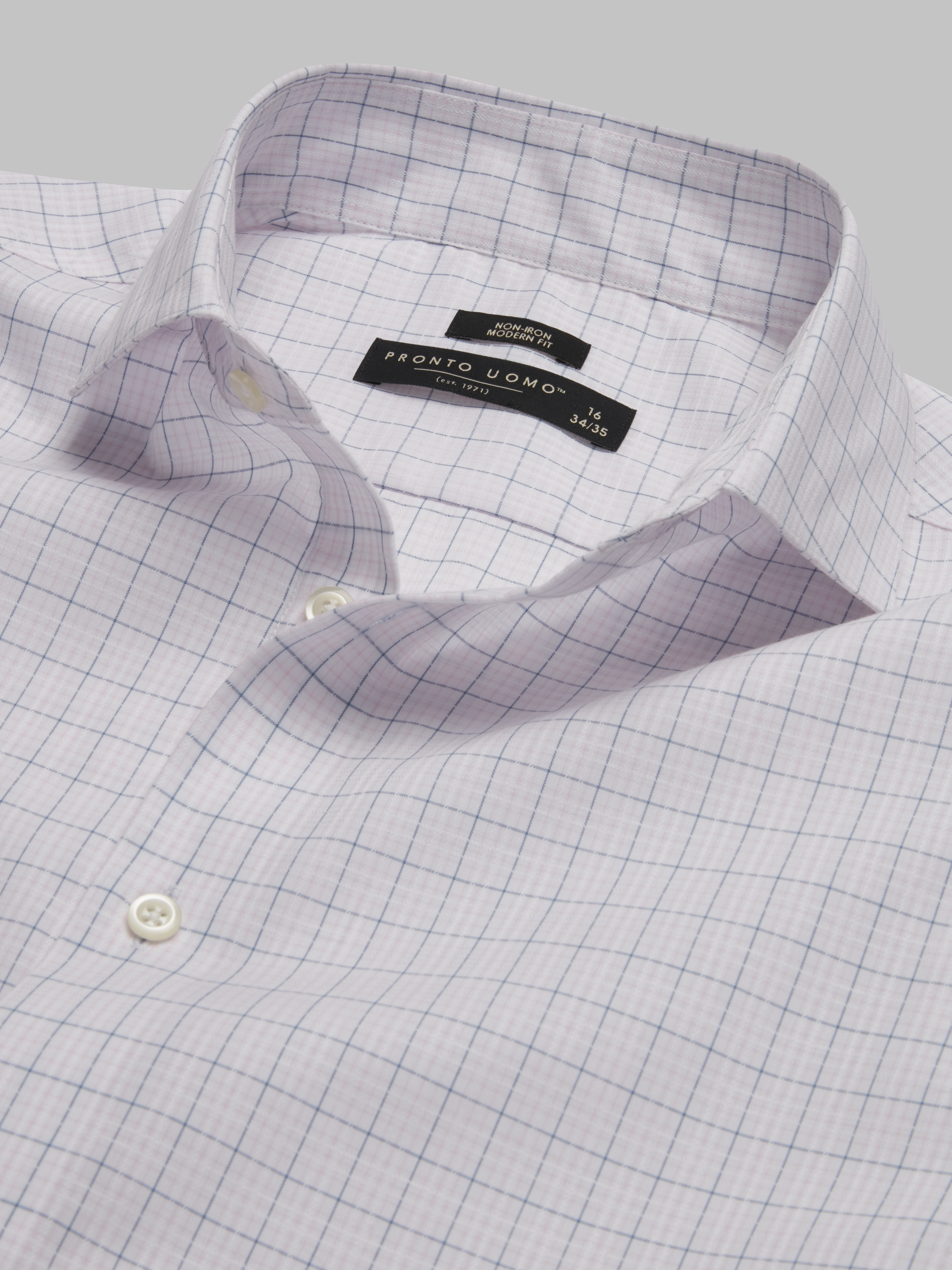Modern Fit 100% Cotton Plaid Dress Shirt