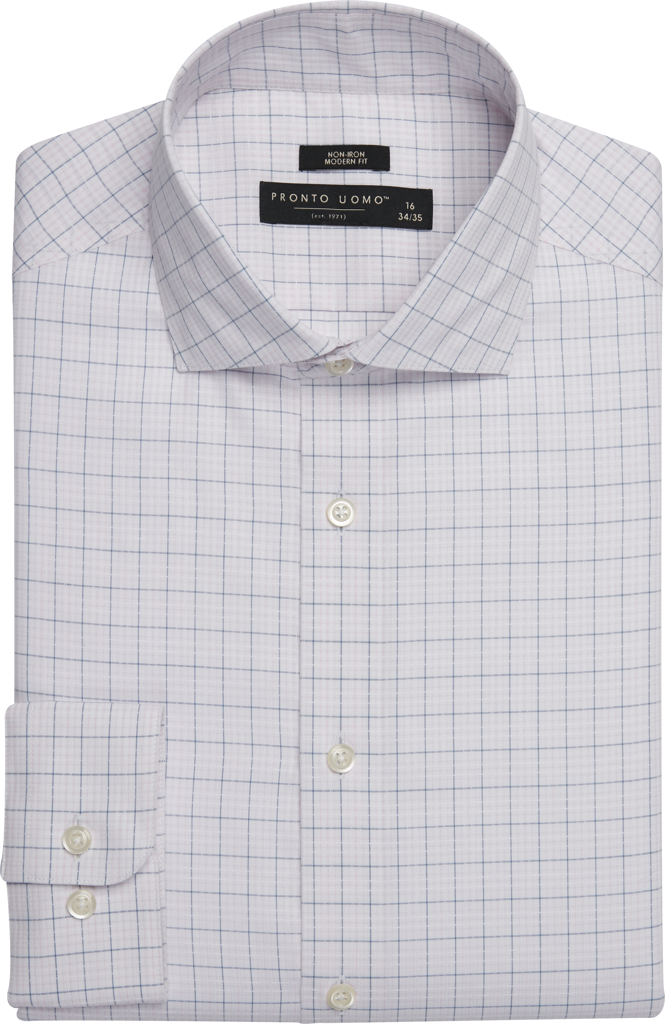 Modern Fit 100% Cotton Plaid Dress Shirt