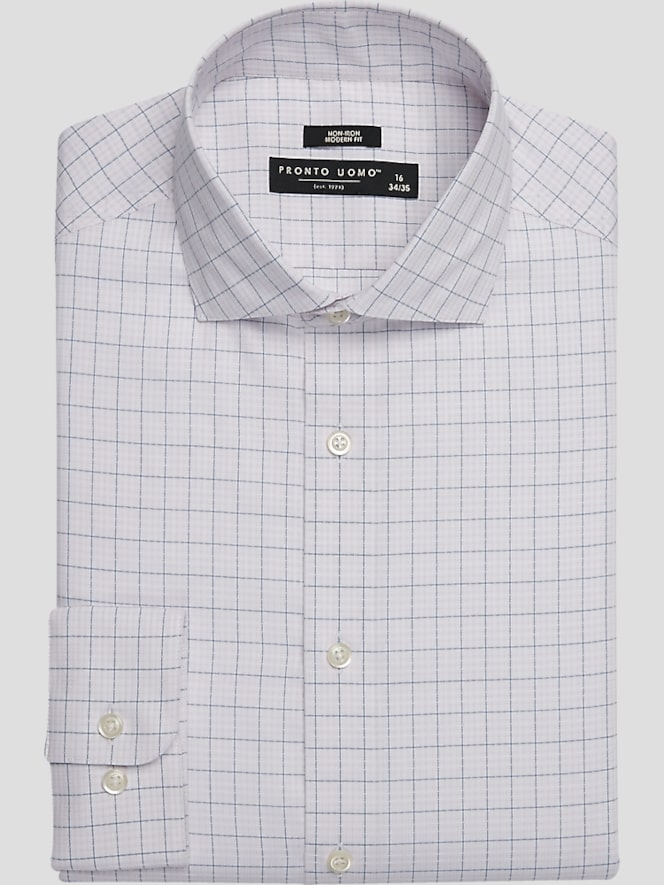Pronto Uomo Modern Fit 100% Cotton Plaid Dress Shirt