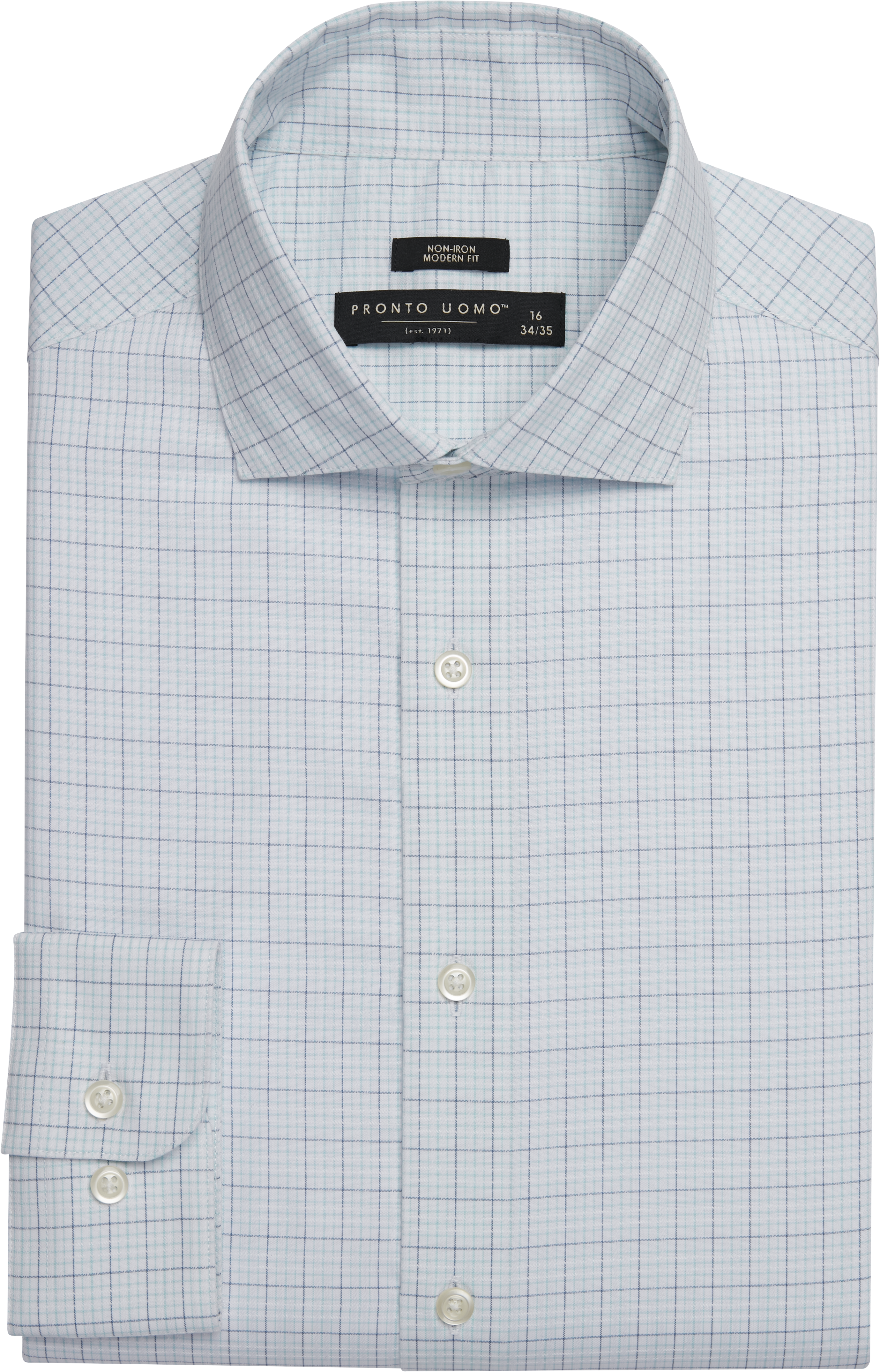 Modern Fit 100% Cotton Plaid Dress Shirt